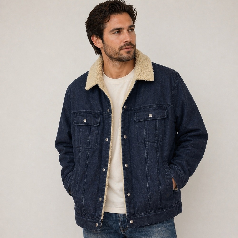 Faherty Trucker Chore Jacket Mens XXL Sherpa Lined Organic Cotton Ranch Winter
